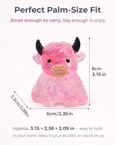 Glitter Highland Cow Squishies Fidget Toy, Soft Slow Rising Stress Relief Ball, Cute Sensory Squeeze Toy for Adults & Kids, Anxiety Relief Desk Decor, Easter Basket Stuffer for Cow Lovers (Blue) thumbnail 2