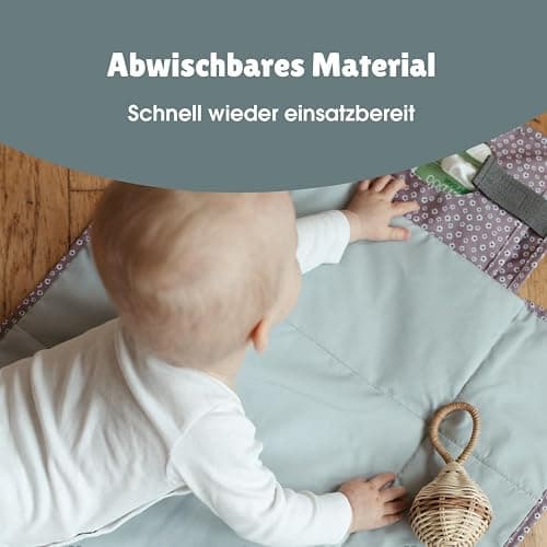 emma & noah Wickelunterlage für Unterwegs, 82x52 cm (gefaltet 25x18 cm), Abwaschbar, Wickeltasche mit Windeltasche für den Kinderwagen, Organizer für Windeln und Feuchttücher (Check Smile) thumbnail 4