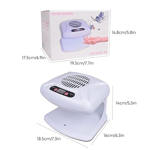Gegong Air Nail Dryer with Automatic Sensor, 300W Timing Fan Blow for Both Hands and Feet, Warm & Cool Wind Blower Regular Polish, Home Salon Use No Harmful (Light Blue) thumbnail 7