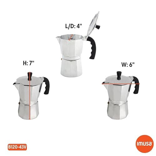 Aluminum Stovetop 6-cup Espresso Maker (B120-43V), Silver thumbnail 3