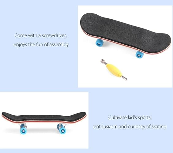 BISOZER Mini Finger Skateboard – Wooden Finger Board Ultimate Sport Training Props in Light Brown with Ball Bearings -1 Pack (Random Color Bearing Wheels) thumbnail 6