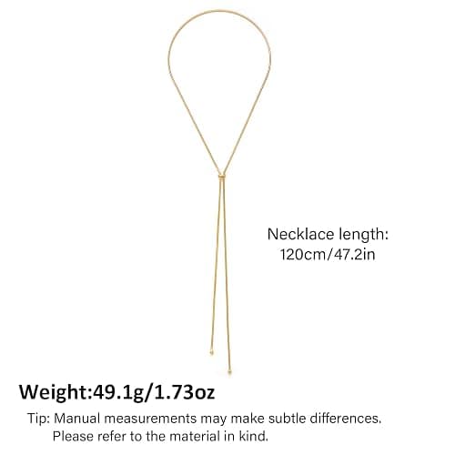 MIJENITI Gold Silver Necklace for Women Y Chain Adjustable Gold Long Necklaces Fashion Dainty Jewelry thumbnail 2