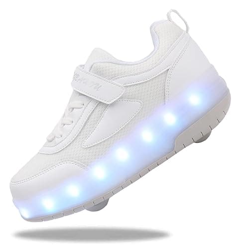 Yogeeft Kids Shoes with Wheels - 4 in 1 Light-Up Roller Shoes with USB Rechargeable LED Sneakers for School Christmas Party Gifts - Image 1