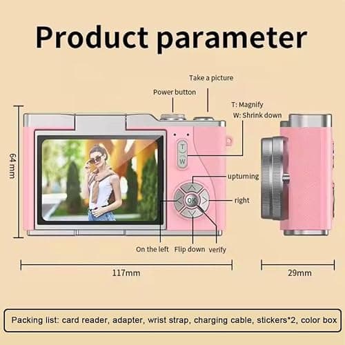 4K Digital Camera for Photo, Portable Retro Camera with Flip Screen, Compact Retro Camera for Outdoor (White 1 Set) thumbnail 3
