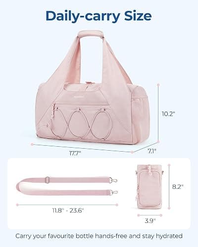 BAGSMART Gym Bag for Women, Lightweight Duffel with Shoe Compartment, Weekender with Wet Pocket, Workout Yoga Tote, Camel - Camel thumbnail 3