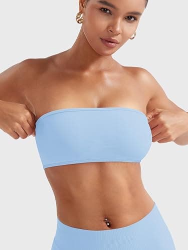 YEOREO Women Strapless Bandeau Sports Bra Padded Tube Top Workout Impact Backless Bralette Seamless Gym Yoga Everyday Bras thumbnail 5