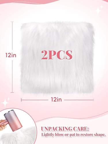 2 Pcs Locker Decor Rug for Middle ＆ High School Girls, 12" x 12", White | Cosweet Non Skid Backing, Locker Accessories, Soft Fluffy Area Carpet, Aesthetic Nail Photography Props thumbnail 3