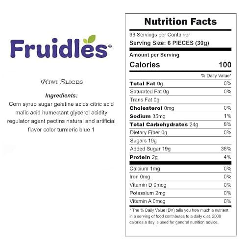 Fruidles Sour Kiwi Slices, Soft Chewy Gummy Candy, Fat-Free (Half-Pound) thumbnail 2