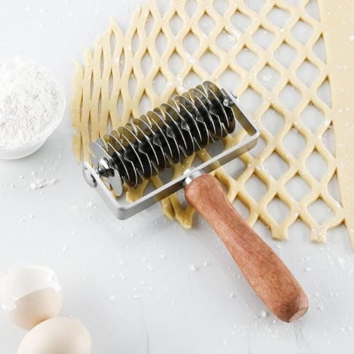 AMPSEVEN Pastry Lattice Roller Cutter - Stainless Steel Dough Lattice for Pie Pizza Bread beef wellington Pastry Crust Roller Cutter thumbnail 4