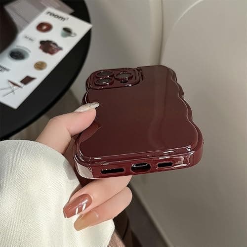 FABSPARK Phone Case for iPhone 15 Pro Case,Simple Wave Design Wavy Frame Soft Silicone Aesthetic for iPhone 15 Pro,Wine Red thumbnail 5