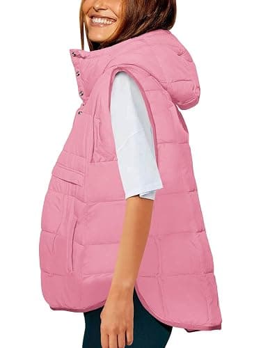 Saodimallsu Womens Quilted Puffer Vest Sleeveless Hoodies Fall Winter Tops with Kangaroo Pockets thumbnail 2