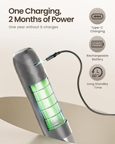 Maestri House Rechargeable Milk Frother, Handheld Electric Foam Maker Detachable Stainless Steel Whisk Drink Mixer Foamer Mini Blender for Matcha, No Stand, LunaFro Mini (Medium Gray and Silver) thumbnail 3