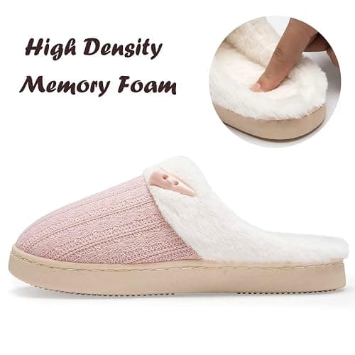 NineCiFun Women's Slip on Fuzzy Slippers Memory Foam House Slippers Outdoor Indoor Warm Plush Bedroom Shoes Scuff with Faux Fur Lining thumbnail 4