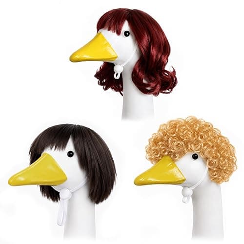 Zixumild 4Pcs Porch Goose Wigs Set Porch Goose Outfits Accessories for Outdoor Statue Accessories Garden Patio Yard Goosey Decoration (3PCS Wigs-A) - Image 1