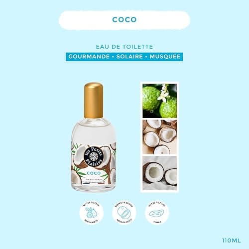 Les Petits Plaisirs - Lot de 3 - Eau de toilette Coco, Eau de toilette femme, Gourmande, Solaire et musquée, Made in France, flacon 110ml thumbnail 2
