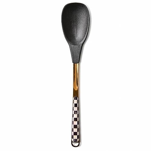 MACKENZIE-CHILDS Kitchen Spoon, Silicone Cooking Spoon, Black-and-White Courtly Check - Image 1