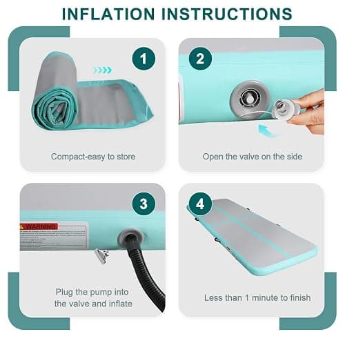 KIKILIVE Inflatable Air Gymnastics Tumbling Mat 6ft 10ft 13ft 16ft 20ft, Air Tumble Track Mat 4/8 inches Thickness with Electric Air Pump for Home Use Training Cheerleading Yoga Water Beach Park thumbnail 6