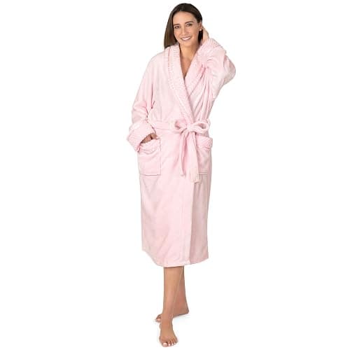 PAVILIA Soft Plush Women Fleece Robe, Cozy Warm Bathrobe, Fuzzy Female Long Spa Robe thumbnail 8