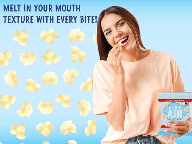 Like Air Puffcorn 5 Flavor Variety Pack (Pack of 20) - Snack Box, 50 Calories Per Cup, Gluten Free Snacks For Kids, Kosher, Non-GMO Corn, Shark Tank Product thumbnail 5