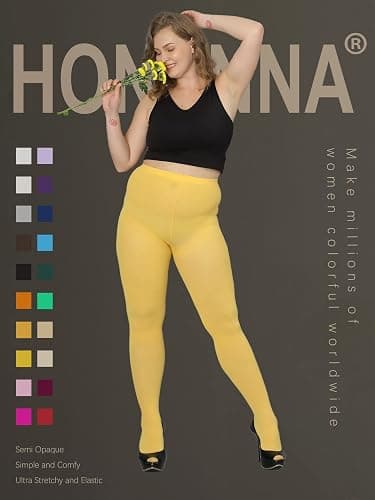 HONENNA Queen Plus Size Tights Semi Opaque Control Top High Waist Stockings Nylons Pantyhose for Women 1X 2X 3X 4X 5X 6X thumbnail 2