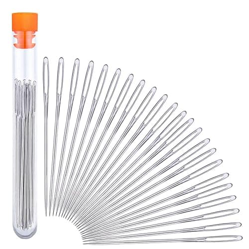 23 PCS Large Eye Sewing Needles, 2.36in Sewing Sharp Needles, Leather Embroidery Thread Needle, Stainless Steel Yarn Knitting Needle with a 3.3in Plastic Bottle - Image 1