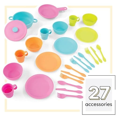 KidKraft 27-Piece Bright Cookware Set, Plastic Dishes and Utensils for Play Kitchens thumbnail 3