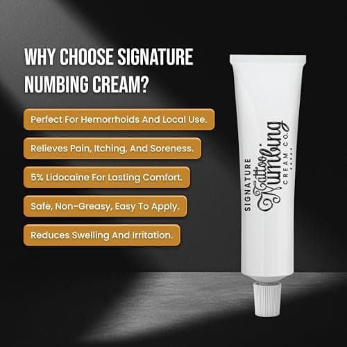 Signature Numbing Cream with 5% Lidocaine – Maximum Strength Topical Anesthetic for Pain Relief, Burn, Itching – Local and Anorectal Uses - Best Hemorrhoid Treatment (Signature Tattoo Cream 10g) thumbnail 2