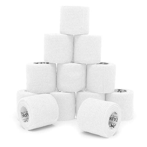 OK TAPE 12 Rolls Self Adhesive Bandage Wrap, Elastic Athletic Tape, Self Stick Bandage Tape, Vet Wrap, Medical Wrap for Wrist, Feet, 2" x 5 Yards - White - Image 1