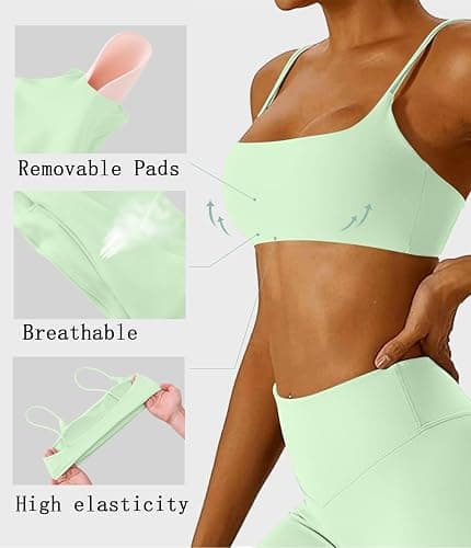 Comper Women's Sports Bra with Thin Straps Stretchy Wirefree Workout Bras Lightweight Workouts Bralette with Removable Pads thumbnail 5