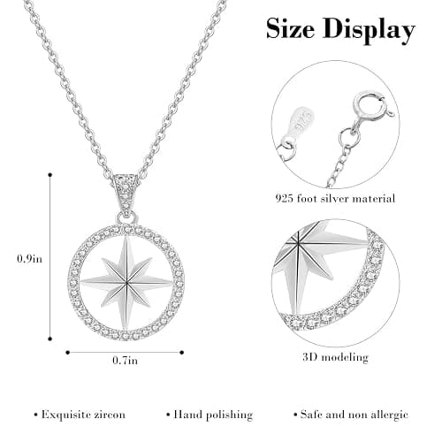 X9H8N9 SKZ Compass Necklace Pendant Jewelry Stray Inspired Merch Cubic Zirconia 18K Gold Plated for Stay Fans Gifts thumbnail 2