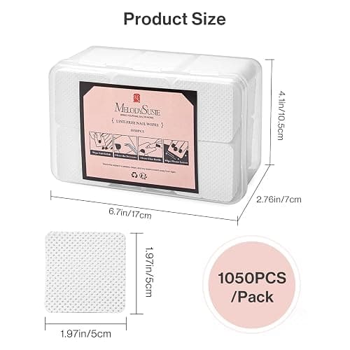 MelodySusie 1050Pcs Lint Free Nail Wipes Super Absorbent Soft Non-Woven for Fingernail Polish Remover and Eyelash Extension Wipes for Nail Art thumbnail 6