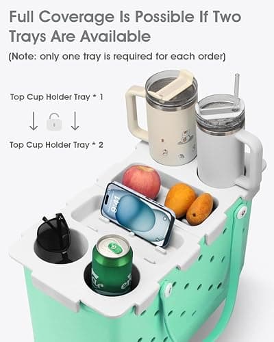 Topper Cup Holder Tray Accessory for Bogg Bag X-Large - Fit for Stanley Cup - EVA Material is Water-Resistant and Windproof - Women Phone Holder for Bogg Bag - Divider and Organizer (White) thumbnail 6