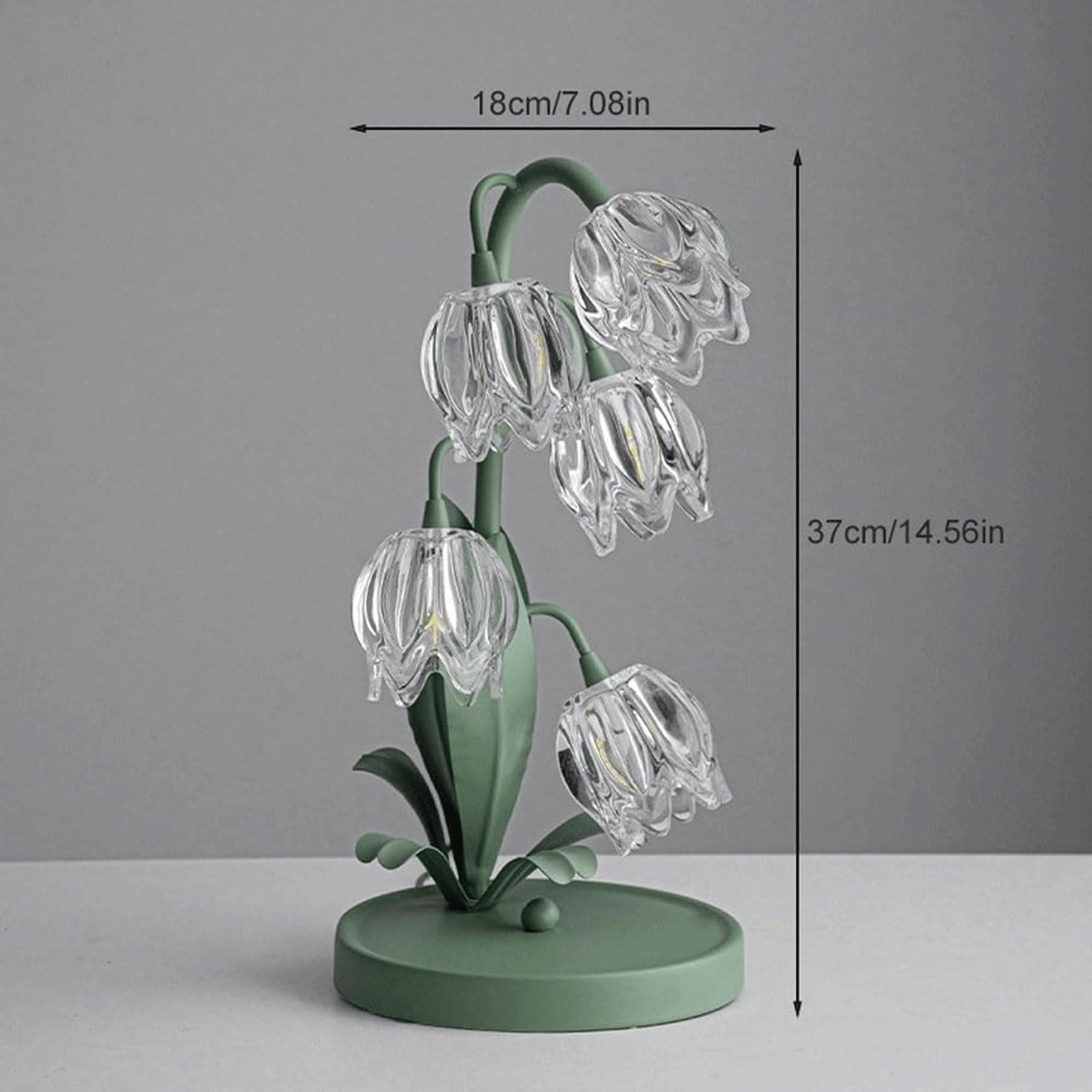 Green Tulip Table Lamp Vintage Flower Bedside Desk Lamp w/ G4 LED Bulbs Elegant Floral Bedside Lamp for Bedroom Living Room Office Reading thumbnail 2