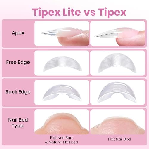 Beetles Tipex Instant Apex Nail Tips, Almond Medium, 192pcs 16 Sizes, Pre-Etched Pre-Building Strong Thicker Acrylic Tips for DIY thumbnail 7
