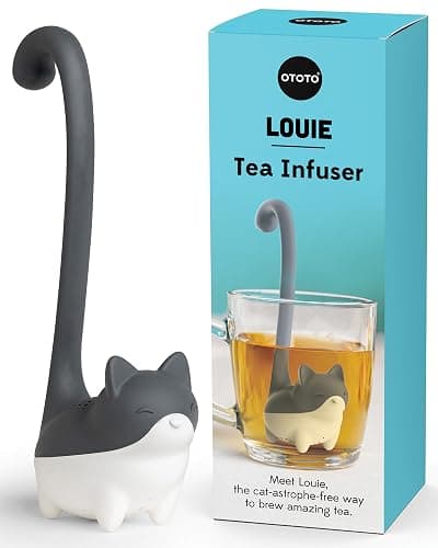 OTOTO Louie Cat Tea Infuser - Cats Loose Leaf Steeper & Diffuser, Tea Strainer Accessories, Cute Gifts for Cat Lovers, White Elephant Gifts, Cute Kitchen Accessories - Image 1