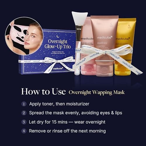 medicube Overnight Glow-Up Trio | Amazon Exclusive Holiday Overnight Wrapping Peel Off Mask | Collagen, Turmeric & PDRN | Perfect for Holiday Gifting & Self-Care | Korean Skincare for Women & Men thumbnail 6