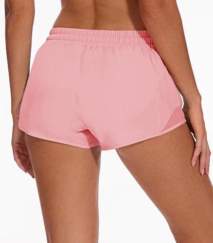 AugIris Athletic Running Shorts for Women with Zipper Pocket,Soft Lightweight Gym Workout Shorts with Mesh Liner Quick Dry thumbnail 2