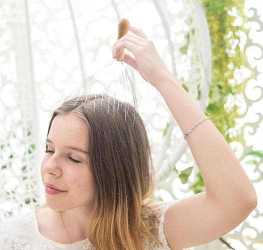 USAGA 32 Fingers Head Massager Head Scratcher Scalp Massager Wood Handle | for Head Massage and Body Relaxation thumbnail 2
