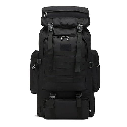 Ziliyy 70L Hiking Backpack for Men, Waterproof Lightweight Camping Backpack, Military Rucksack with Molle, 3-Day Assault Pack for Travel, Climbing, Outdoor Sports(Black) - Image 1