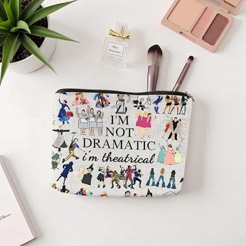 2PCS Broadway Musical Theatre Gift Makeup Bag and Tote Bag I'm Not Dramatic I'm Theatrical Theatre Gift Broadway Fan Cosmetic Bag Zipper Pouch Canvas Tote Bag with Inner Pocket Theatre Fans Gift thumbnail 3