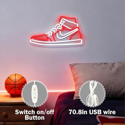 JianJung Sneaker Neon Signs for Wall Decor Dimmable Shoe LED Signs Neon Lights for Bedroom Man Cave Home Neon Wall Sign Shoe Light up Signs Decor thumbnail 5