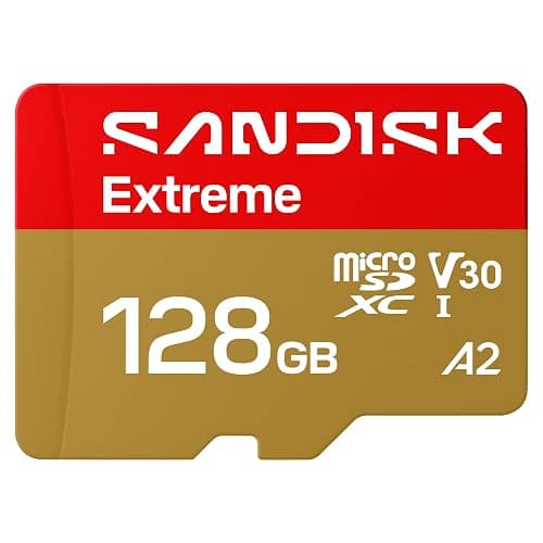 SANDISK 128GB Extreme microSD UHS-I Card - Up to 245MB/s Read Speed and 120MB/s Write Speed, 5.3K Video, 4K UHD Video, high-Performance for Action cams, Drones, Android Devices - SDSQXH9-128G-GZ6MA | 245MB/s read speed with V30 rating and A2 performance for action cams, drones and gaming consoles - Image 1
