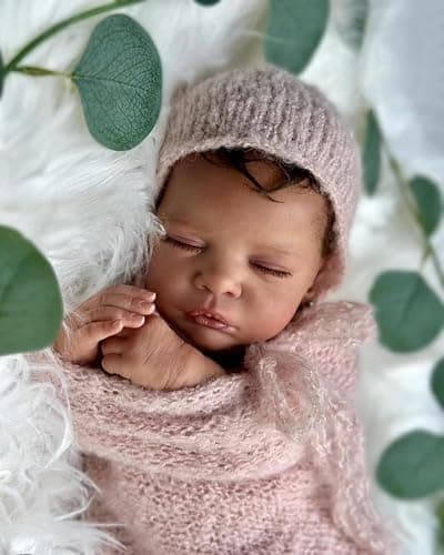 Anano Black Reborn Baby Dolls Girl, 19 in Realistic Baby Doll, Silicone Babys Doll, Black Silicone Reborn Dolls, African American Newborn Babies Brown Skin with Accessories thumbnail 7