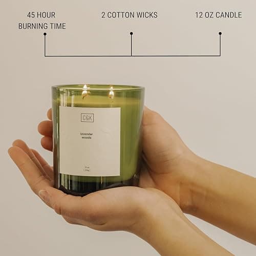 Craft & Kin Lavender Scented Candles | 12oz Premium Lavender Woods Winter Scented Candles for Men and Women | Candles Made with Natural Soy | Nature Collection thumbnail 4