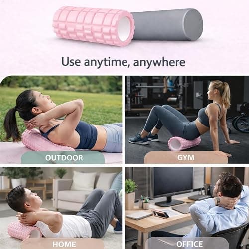 2 in 1 Foam Roller, Back Roller Foam For Back Pain, Muscle Roller Stick,Spiky columna de masaje Textured Deep Massage Roller with Smooth Style Roller High Density Roller for Exercise and Recovery（Pink） thumbnail 6