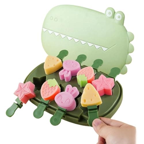 Silicone Popsicle Molds, Dinosaur Animal Small Mini Popsicles Molds, Fun Shaped Homemade Ice Popsicle Molds Set, BPA Free (Green-crocodile(8 pieces)) - Image 1