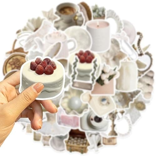 50PCS White Aesthetic VSCO Stickers,Cute Aesthetic Art Coquette Stickers,Waterproof Vinyl Stickers for Laptop,Water Bottles,Computer,Scrapbook thumbnail 7