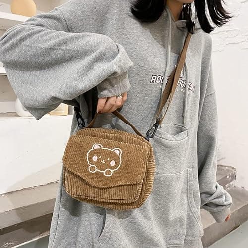 AWXZOM small cute Corduroy Crossbody bag min Kawaii Purse Crossbody Bag small Kawaii Wallet small Kawaii Crossbody Bag thumbnail 2