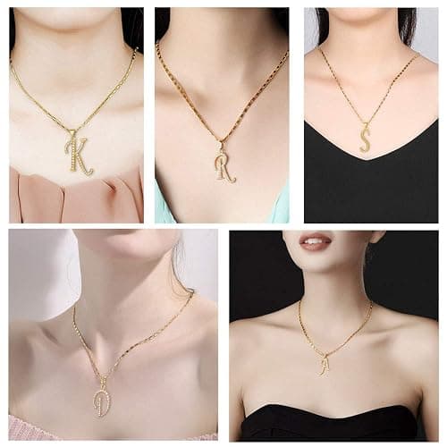 U7 Initial Necklace for Women, Gold/Platinum Plated CZ Crystal Letter A-Z Pendant Necklace, Shiny 20 Inch Name Chain Dainty Personalized Jewelry for Men Mom Wife Friend thumbnail 2