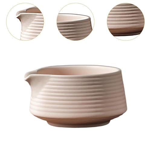 Yajuyi Japanese Matcha Bowl Handmade Matcha Ceremony Matcha Cup with Spout for Restaurant, Pink thumbnail 4